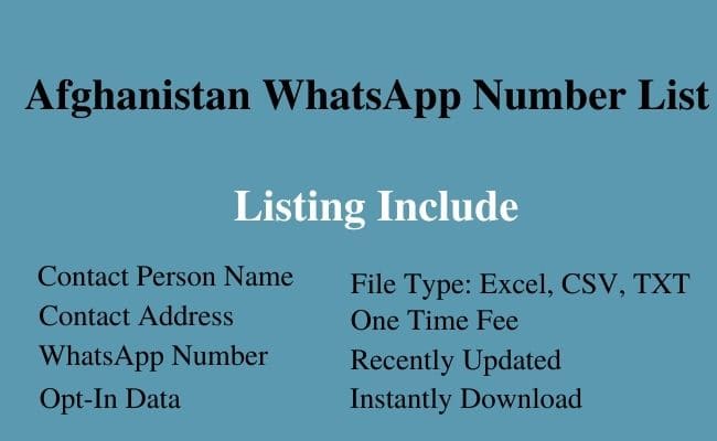 Afghanistan whatsapp number list