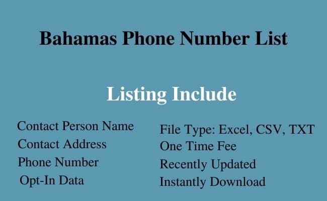 Bahamas phone number list