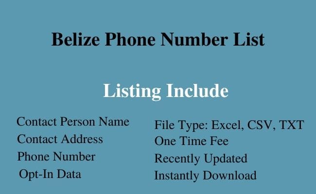 Belize phone number list