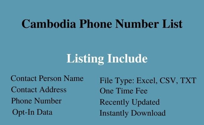 Cambodia phone number list