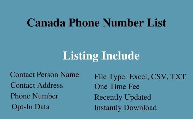 Canada phone number list