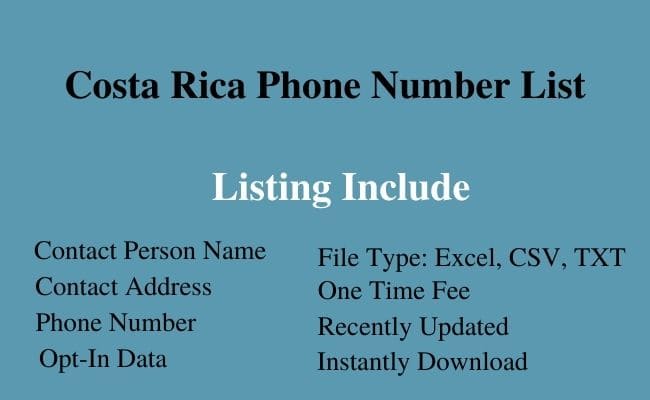 Costa Rica phone number list