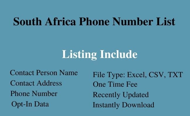 South Africa phone number list