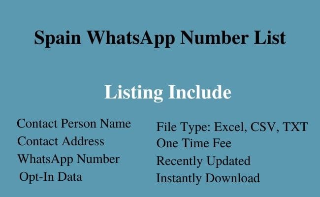 Spain whatsapp number list