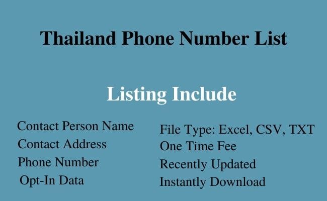 Thailand phone number list