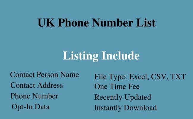 UK phone number list